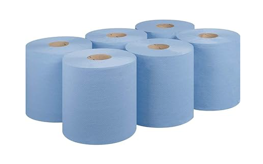 6 Pack of 2-Ply Blue Centre Feed Roll