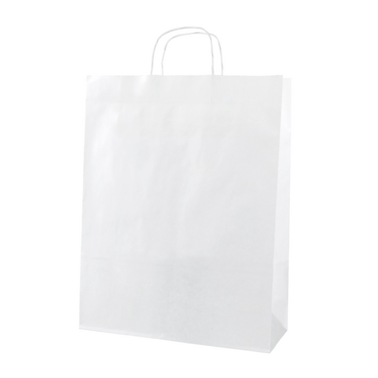 EXTRA Large White Paper Biodegradable Twist Handle Bags